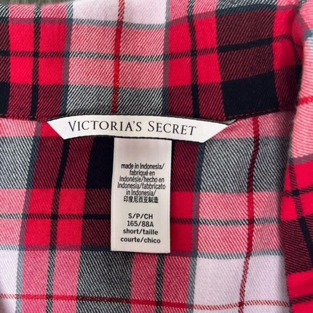 Victorias Secret Womens Plaid Button-Up Shirt Red & Black Cotton/Viscose Sma - Picture 2 of 10